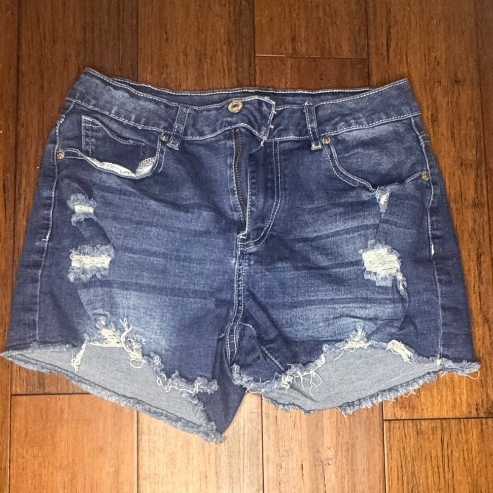 Casual Blue Distressed Jean Shorts